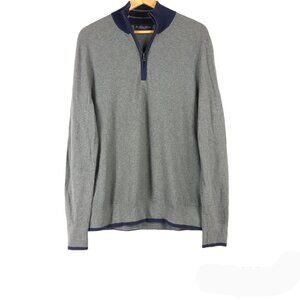 Brooks Brothers Gray Half-zip Pullover Sweater Cotton Long Sleeve Size Large